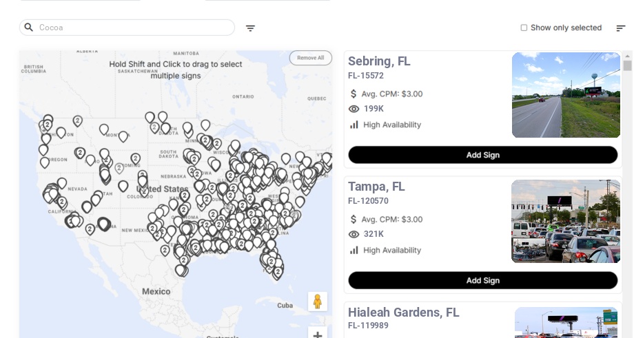 Infographic showing key insights and demographics for Florida, Cocoa