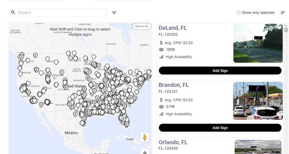 Billboard advertising in Deland, Florida - Choose your favorite location