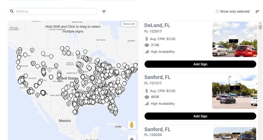 Billboard advertising in Deltona Fl, Florida - Choose your favorite location
