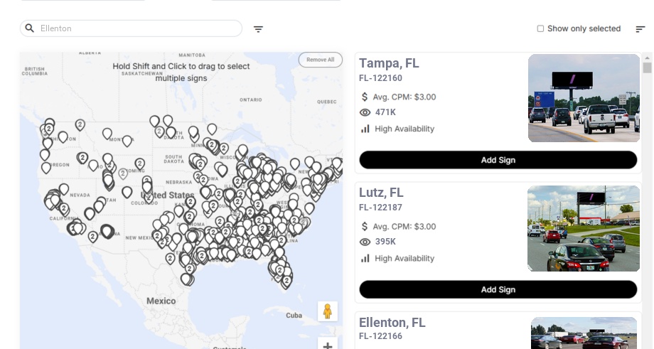 Billboard advertising in Ellenton Fl, Florida - Choose your favorite location