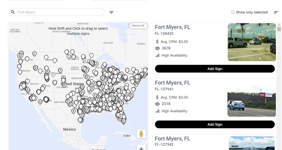 Billboard advertising in Fort Myers Fl, Florida - Choose your favorite location