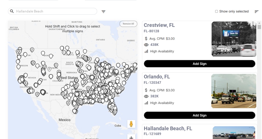 Billboard advertising in Hallandale Beach, Florida - Choose your favorite location