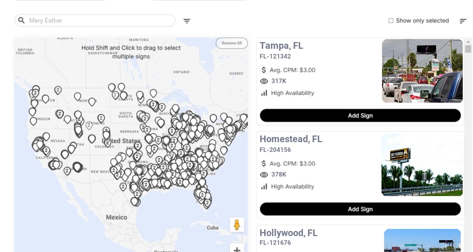 Billboard advertising in Mary Esther Fl, Florida - Choose your favorite location
