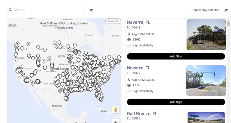 Billboard advertising in Midway Fl, Florida - Choose your favorite location