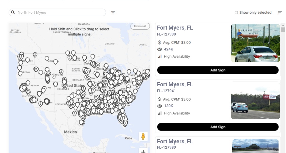 Billboard advertising in North Fort Myers Fl, Florida - Choose your favorite location