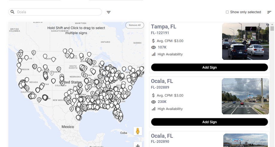 Billboard advertising in Ocala Fl, Florida - Choose your favorite location
