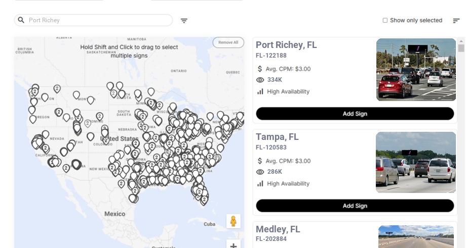 Billboard advertising in Port Richey Fl, Florida - Choose your favorite location