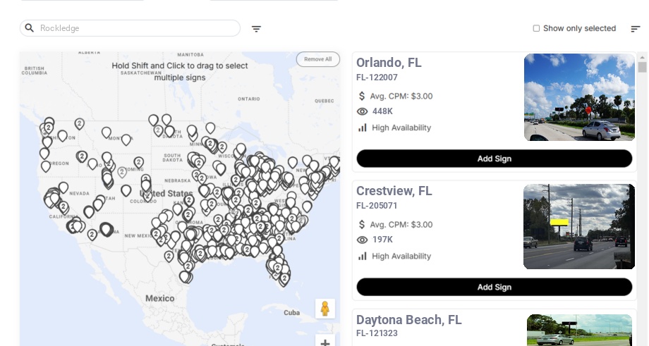 Billboard advertising in Rockledge Fl, Florida - Choose your favorite location