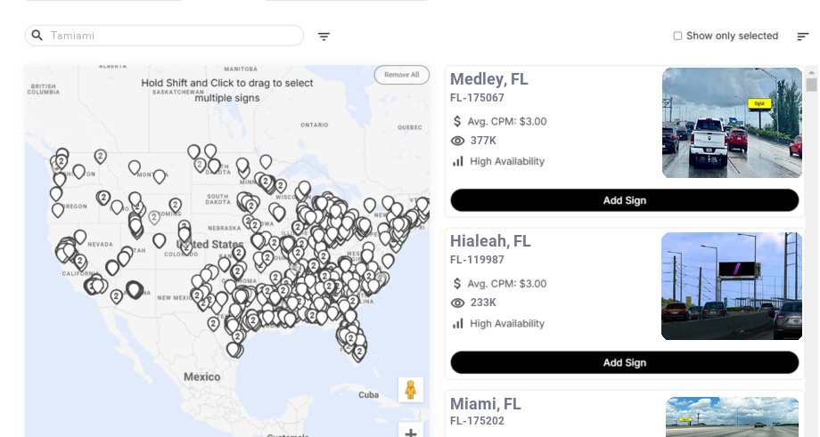 Billboard advertising in Tamiami Fl, Florida - Choose your favorite location
