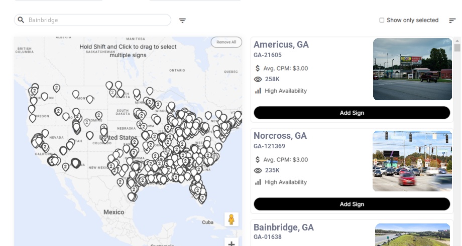 Billboard advertising in Bainbridge Ga, Georgia - Choose your favorite location