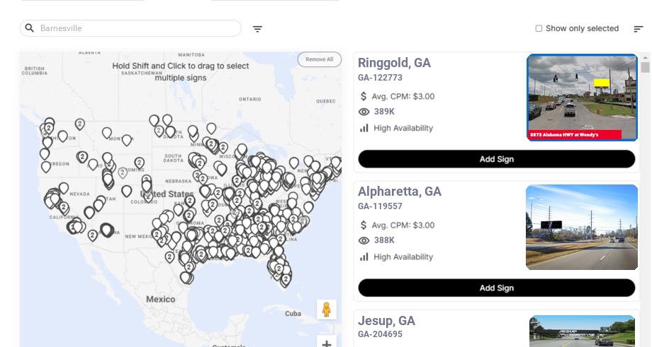 Billboard advertising in Barnesville Ga, Georgia - Choose your favorite location