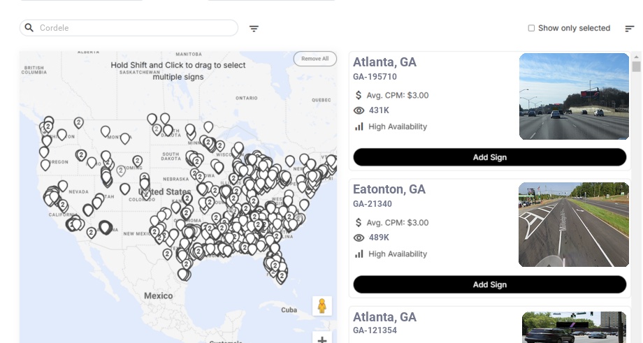 Billboard advertising in Cordele Ga, Georgia - Choose your favorite location