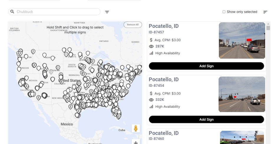 Billboard advertising in Chubbuck Id, Idaho - Choose your favorite location