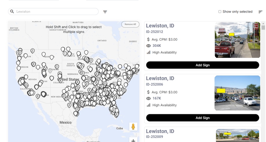 Billboard advertising in Lewiston Id, Idaho - Choose your favorite location