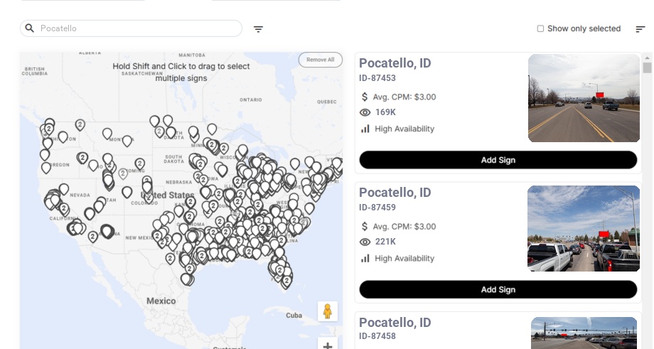 Billboard advertising in Pocatello Id, Idaho - Choose your favorite location
