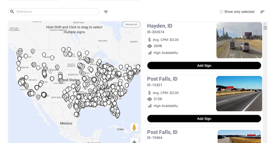 Billboard advertising in Rathdrum Id, Idaho - Choose your favorite location