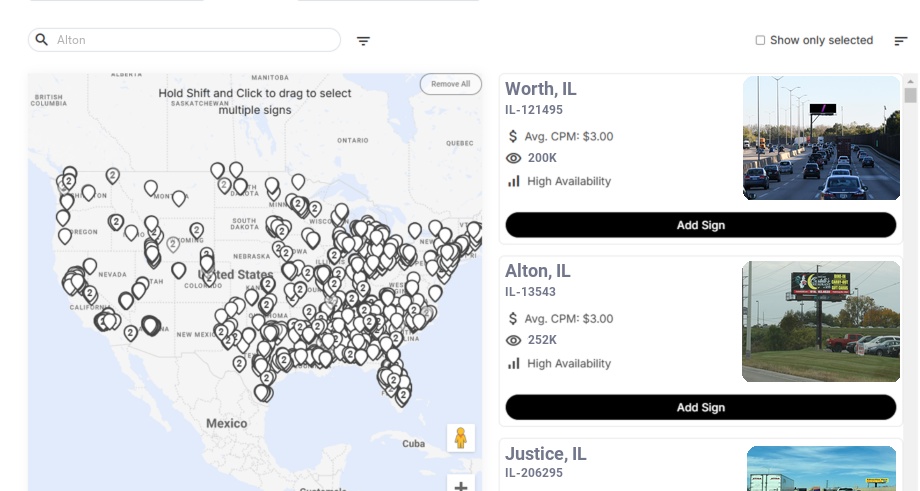 Billboard advertising in Alton Il, Illinois - Choose your favorite location