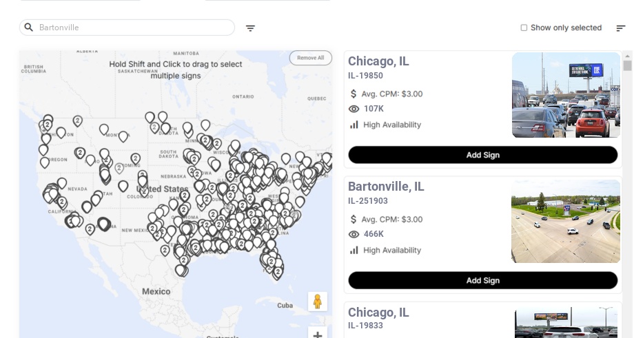 Billboard advertising in Bartonville Il, Illinois - Choose your favorite location