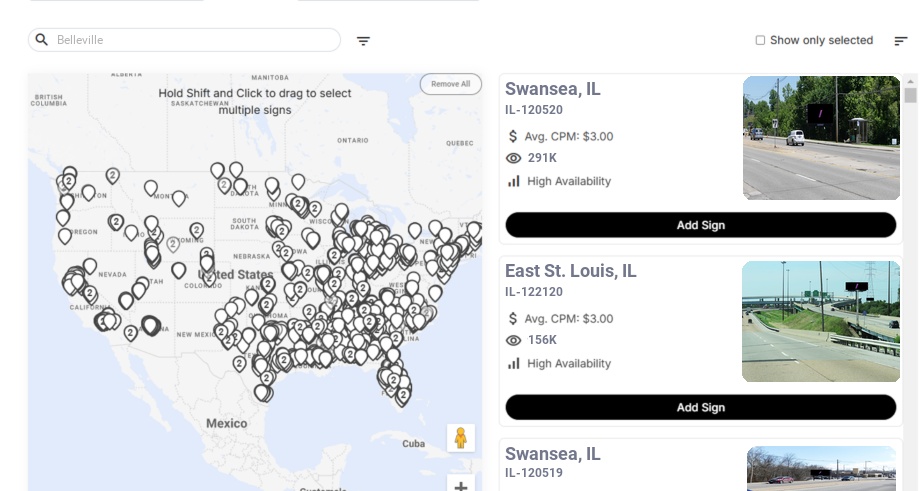 Billboard advertising in Belleville Il, Illinois - Choose your favorite location