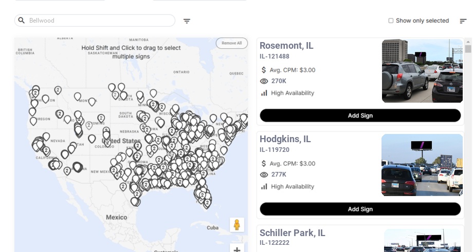 Billboard advertising in Bellwood Il, Illinois - Choose your favorite location