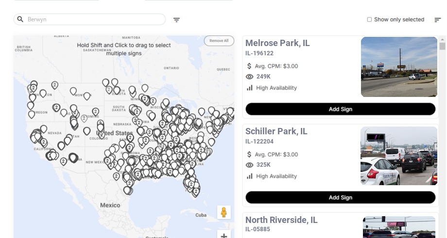 Billboard advertising in Berwyn Il, Illinois - Choose your favorite location