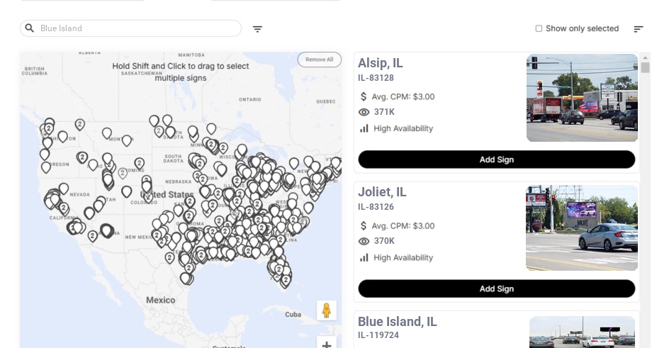 Billboard advertising in Blue Island Il, Illinois - Choose your favorite location