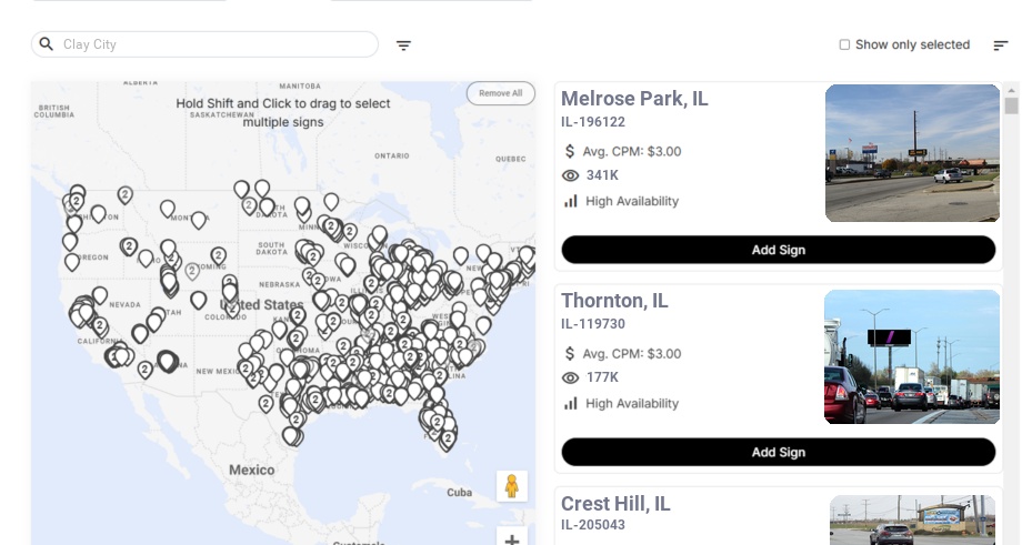 Billboard advertising in Clay City Il, Illinois - Choose your favorite location