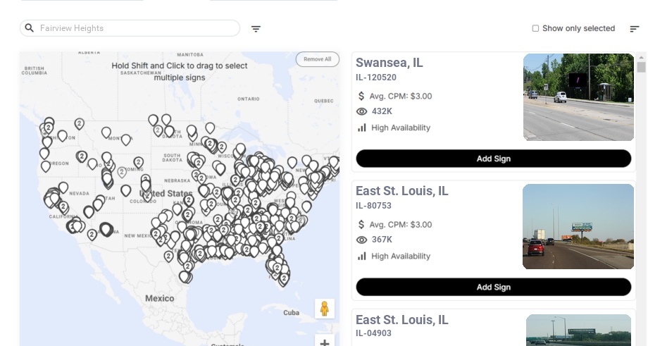 Billboard advertising in Fairview Heights Il, Illinois - Choose your favorite location