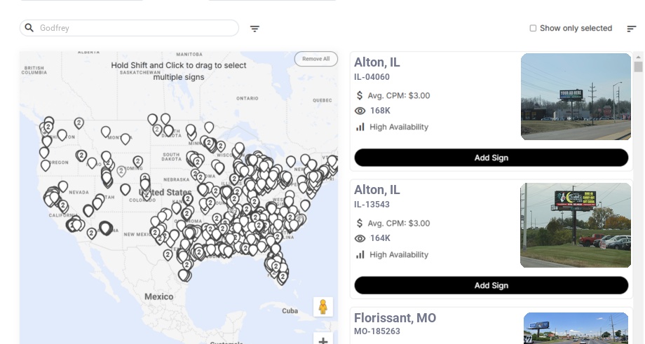 Billboard advertising in Godfrey Il, Illinois - Choose your favorite location
