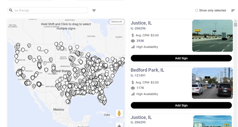 Billboard advertising in La Grange Il, Illinois - Choose your favorite location