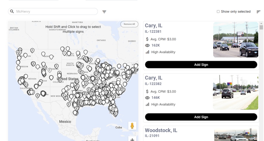 Billboard advertising in Mchenry Il, Illinois - Choose your favorite location