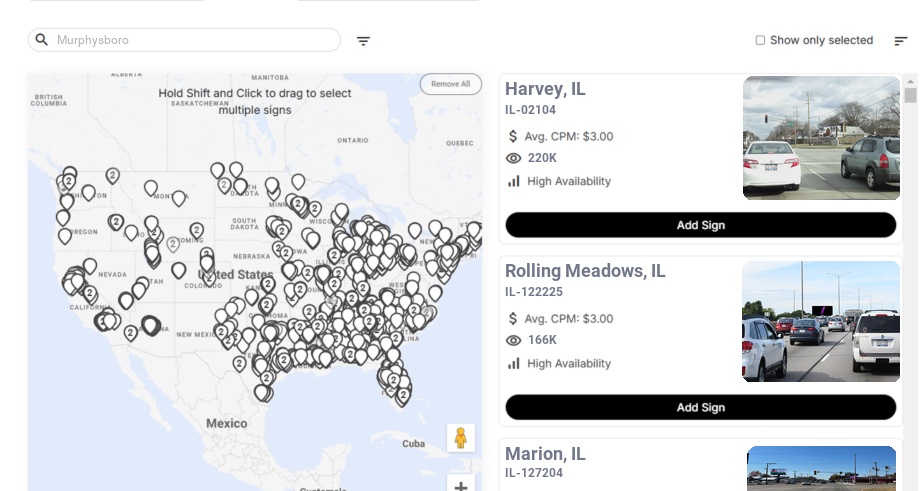 Billboard advertising in Murphysboro Il, Illinois - Choose your favorite location