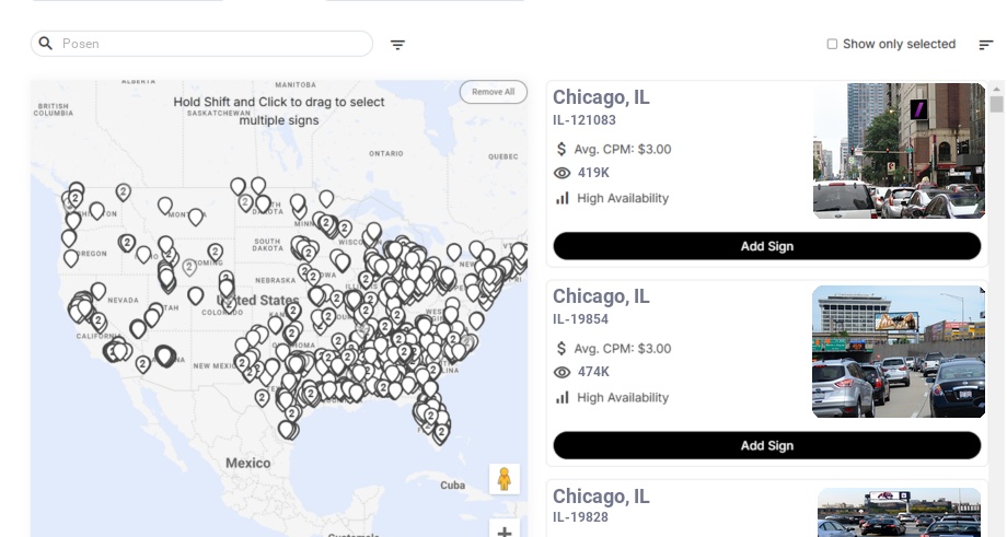 Billboard advertising in Posen Il, Illinois - Choose your favorite location
