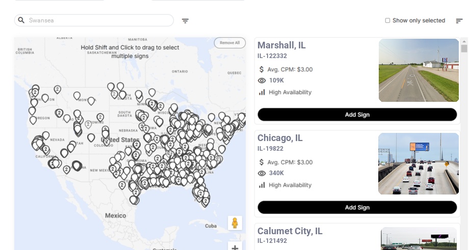 Billboard advertising in Swansea Il, Illinois - Choose your favorite location