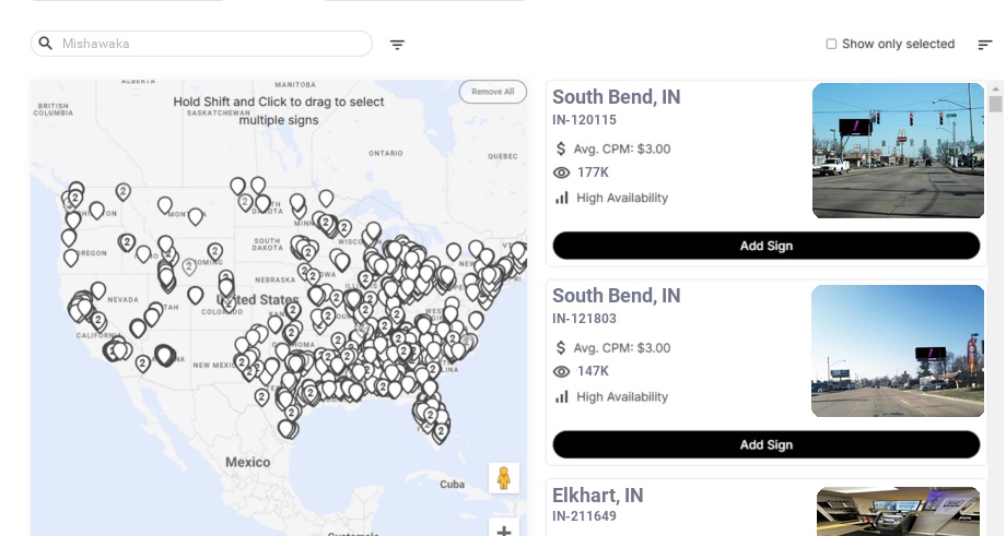 Billboard advertising in Mishawaka In, Indiana - Choose your favorite location