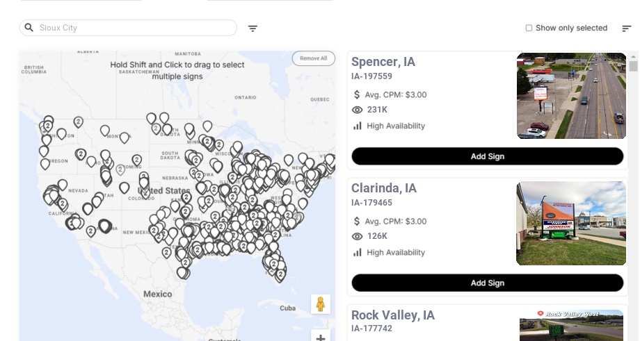 Billboard advertising in Sioux City Ia, Iowa - Choose your favorite location