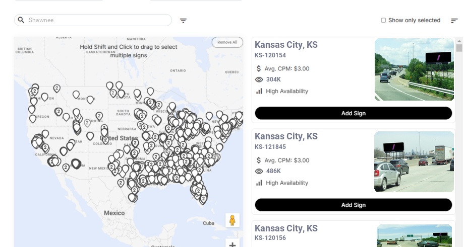 Billboard advertising in Shawnee Ks, Kansas - Choose your favorite location