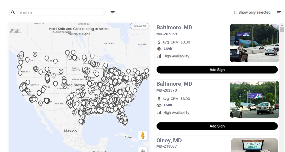 Billboard advertising in Ferndale Md, Maryland - Choose your favorite location