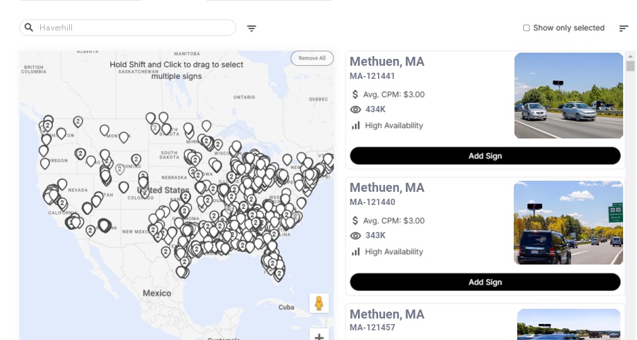 Billboard advertising in Haverhill Ma, Massachusetts - Choose your favorite location