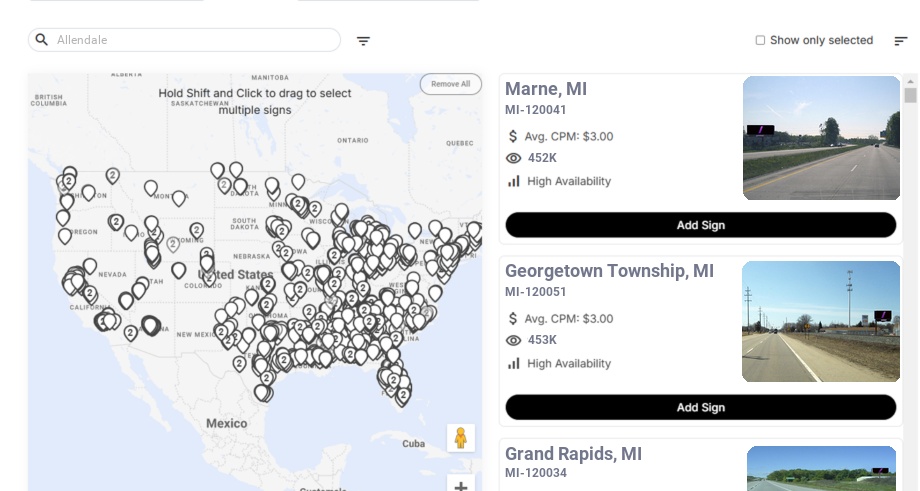 Billboard advertising in Allendale Mi, Michigan - Choose your favorite location