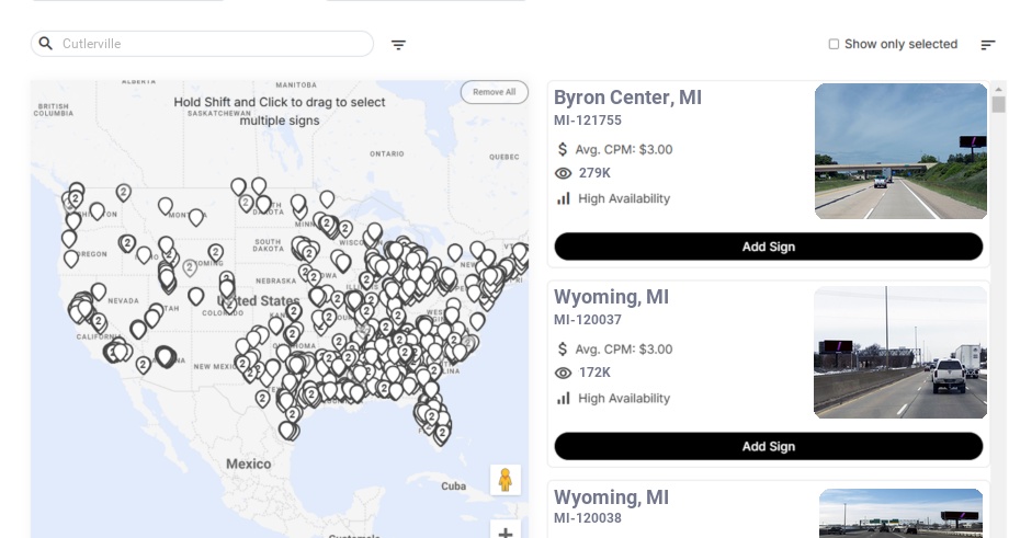 Billboard advertising in Cutlerville Mi, Michigan - Choose your favorite location
