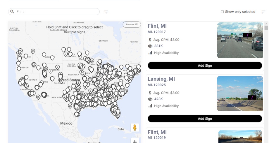 Billboard advertising in Flint, Michigan - Choose your favorite location