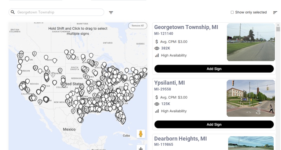 Billboard advertising in Georgetown Township Mi, Michigan - Choose your favorite location
