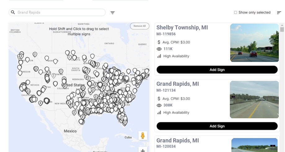 Billboard advertising in Grand Rapids Mi, Michigan - Choose your favorite location