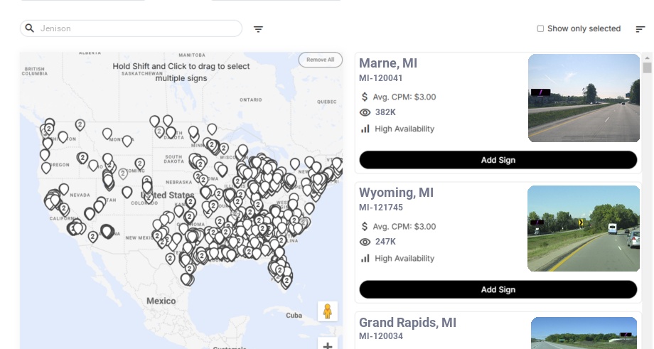 Billboard advertising in Jenison Mi, Michigan - Choose your favorite location