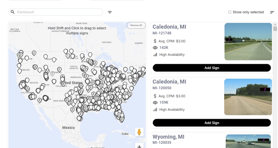Billboard advertising in Kentwood Mi, Michigan - Choose your favorite location