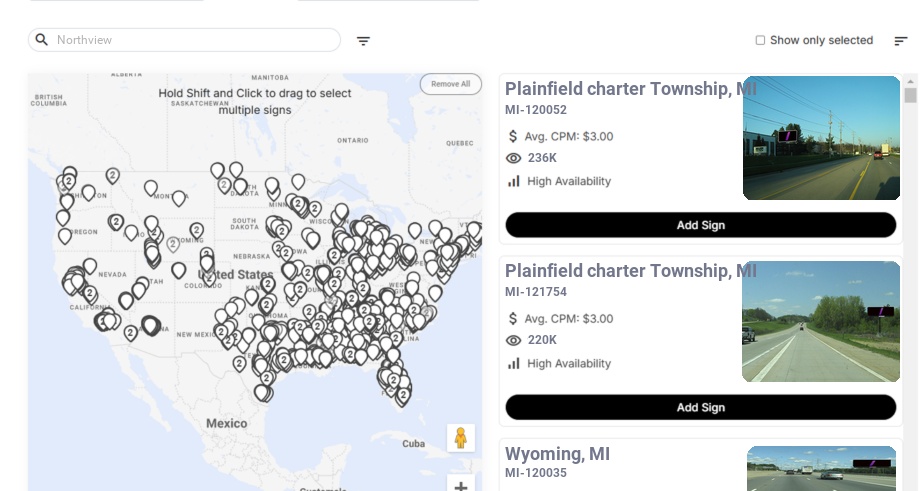 Billboard advertising in Northview Mi, Michigan - Choose your favorite location