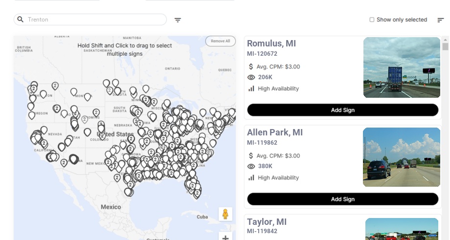 Billboard advertising in Trenton Mi, Michigan - Choose your favorite location