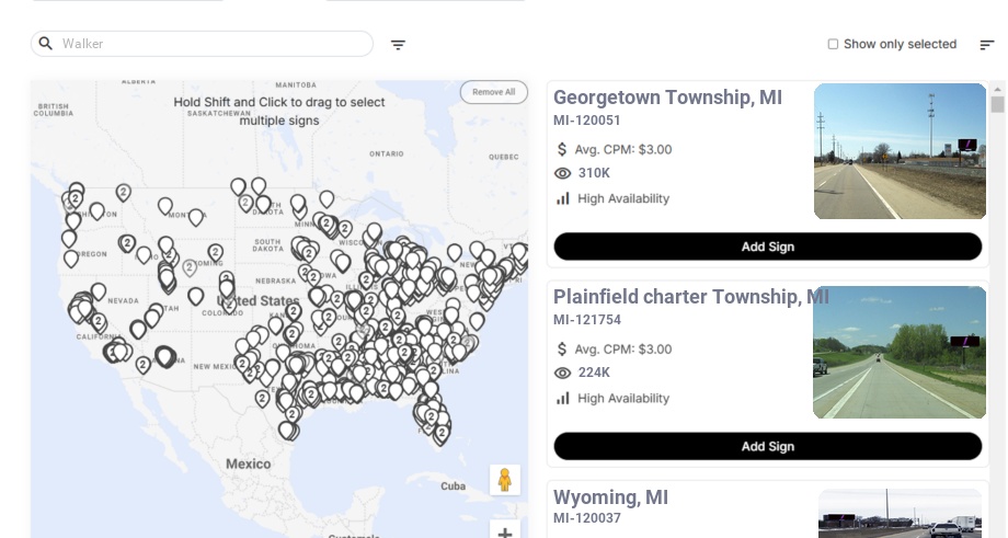 Billboard advertising in Walker Mi, Michigan - Choose your favorite location