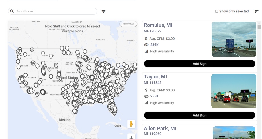 Billboard advertising in Woodhaven Mi, Michigan - Choose your favorite location
